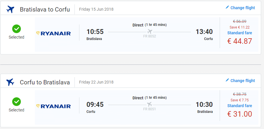 letenky z Bratislavy na Korfu