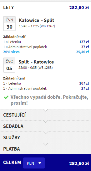 letenky z Katovíc do Split-u